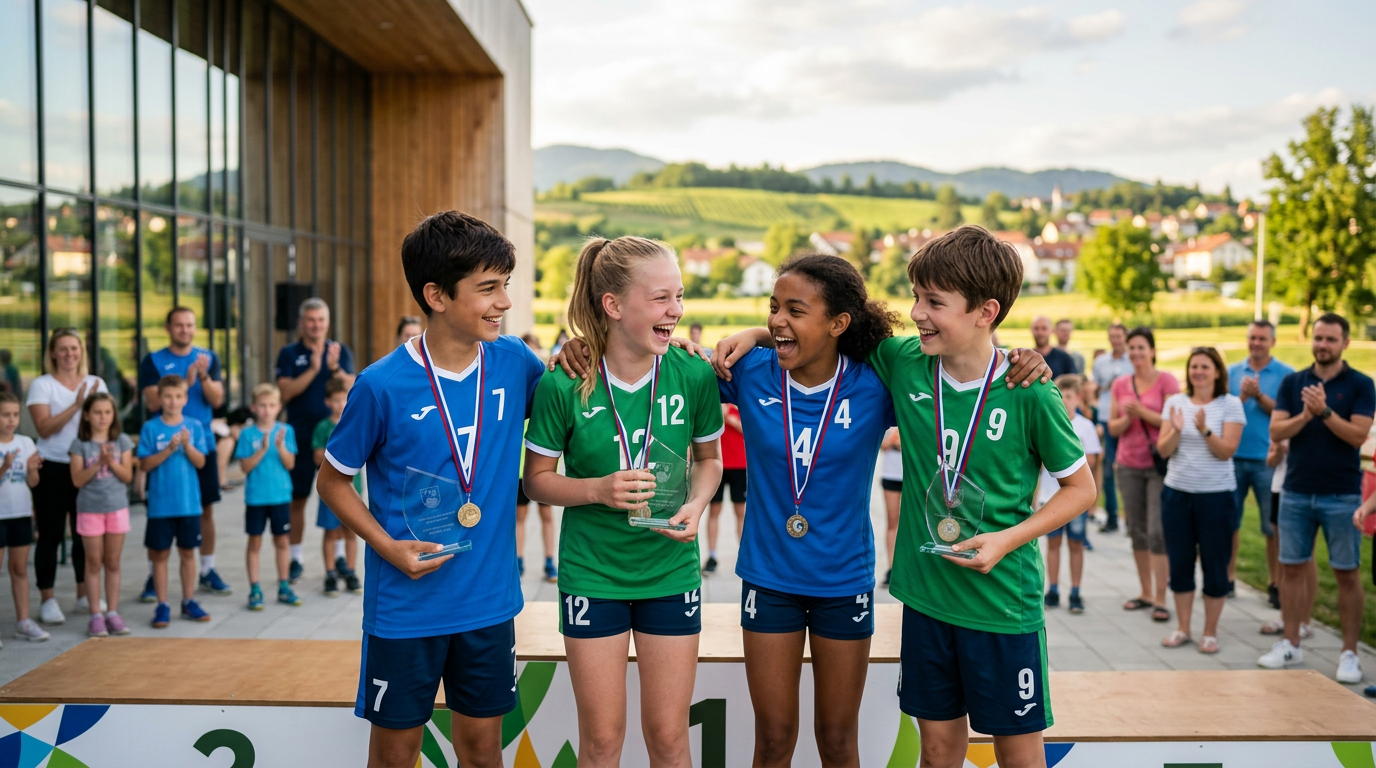 Mladi športniki na lokalnem dogodku